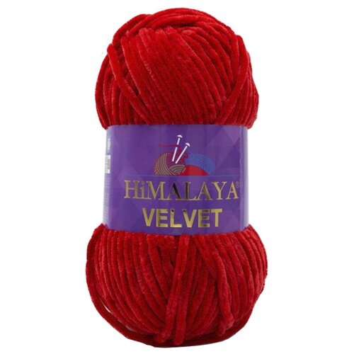 Пряжа плюшевая, велюровая Himalaya Velvet (Хималая вельвет) 100г/120м, 100% микрополиэстер, цвет: 90018 красный, 1 моток himalaya dolphin baby 80310 малина 1 моток