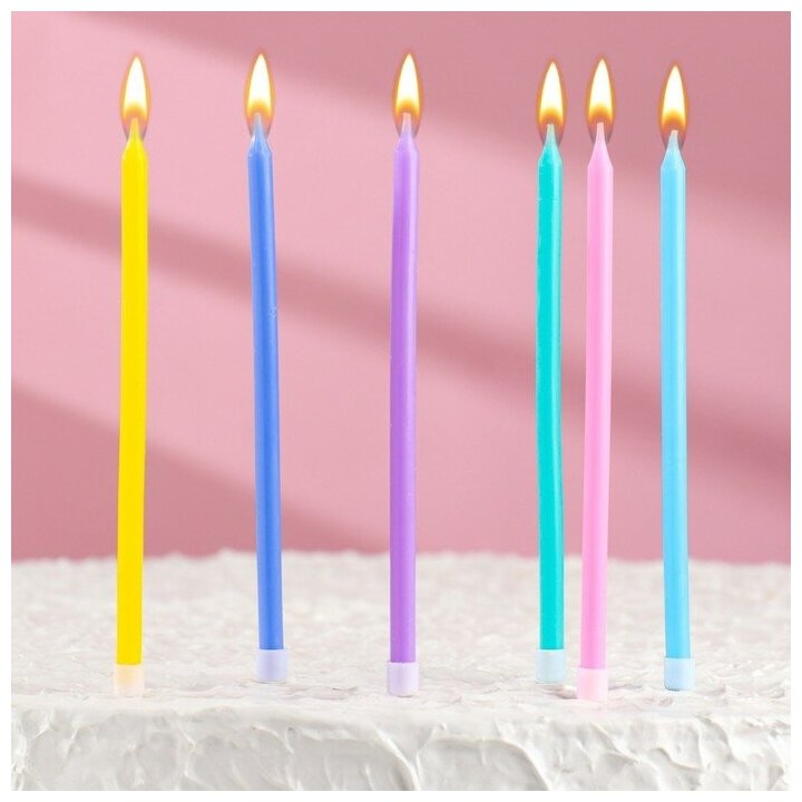 Свечи в торт коктейльные "С днем рождения", 6 шт, высокие