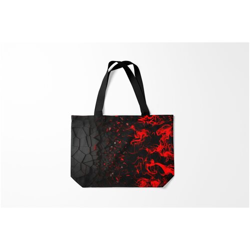 фото Сумка-шоппер / 46х35 см / популярные иллюстрации / текстуры 3д разлом 3d плиты и огонь burnettie
