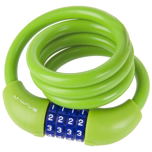 фото Замок 5-231065 вело кодовый (4 разряда) 12х1000мм автом. силиконовый зеленый m-wave