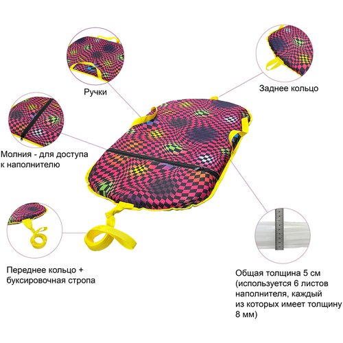 фото Мягкие санки ледянки скат 100x60x5 см (принт кубик) тент-питер