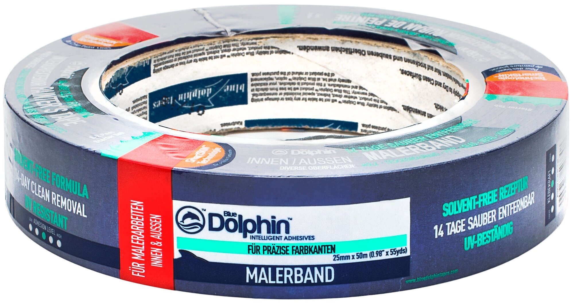 Лента малярная деликатная синяя Blue Dolphin Painters Tape 01-1-01-EN SBL BDN (25мм*50м)