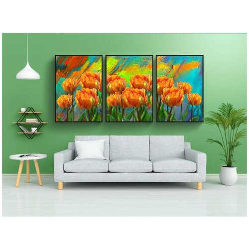 фото Набор модулных постеров для интерьера "тюльпаны, весна, цветок" 60x90 см. в тубусе, без рамки lotsprints