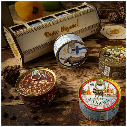 Деликатес Дичь Подарочный набор паштетов Тубус «Лесные звери»