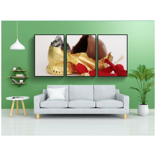 фото Набор модулных постеров для интерьера "пасхальный заяц, шоколад, упаковка" 60x90 см. в тубусе, без рамки lotsprints