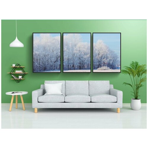 фото Набор модулных постеров для интерьера "пейзаж, деревья, зимние впечатления" 60x90 см. в тубусе, без рамки lotsprints