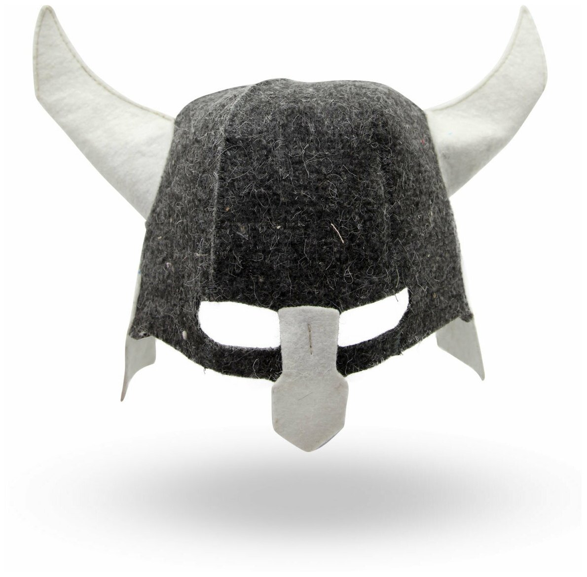 Шапка с рогами для бани и сауны «Викинг», войлок, белая/серая
