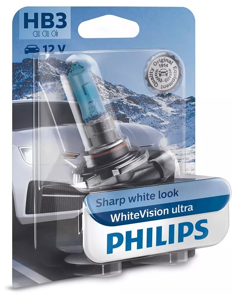 PHILIPS лампа HB3 9005 WHITEVISION ULTRA B1 9005WVUB1, 1шт