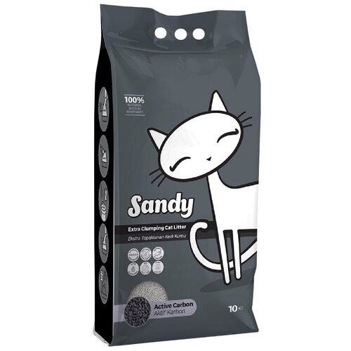 Комкующийся наполнитель Sandy Active Carbon с активированным углем для кошачьего туалета (10кг)