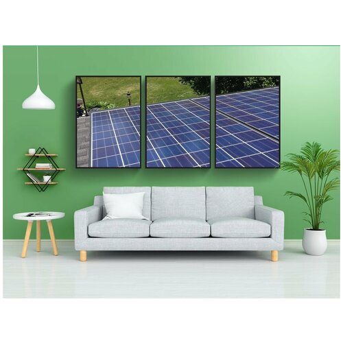 фото Набор модулных постеров для интерьера "панель солнечных батарей, крыша, энергия" 60x90 см. в тубусе, без рамки lotsprints
