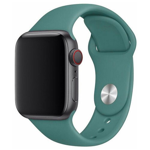 Силиконовый ремешок для умных часов Apple Watch 42-44-45-49 mm / Спортивный сменный браслет для смарт часов Эппл Вотч 1-7, SE серии / Pine Green