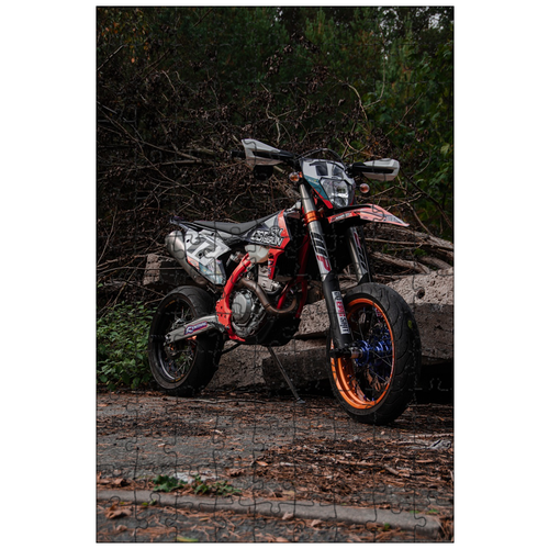 фото Магнитный пазл 27x18см."как красиво, что ты думаешь, ktm supermoto велосипед" на холодильник lotsprints