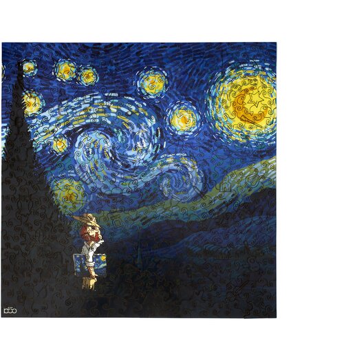 Деревянный пазл для детей и взрослых/Ван Гог - Звёздная ночь/головоломка/подарочный набор/игра