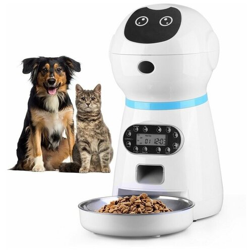 Кормушка автоматическая для сухого корма 3.5 литра для кошек и небольших собак с записью голоса / Автокормушка