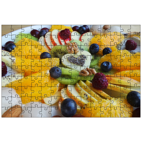 фото Магнитный пазл 27x18см."фрукты, тарелка с фруктами, тарелка" на холодильник lotsprints