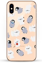 Силиконовый чехол Котики и пингвины на Apple iPhone X