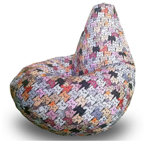 MyPuff кресло-мешок Груша, размер XL-Компакт, оксфорд, Коты Серые