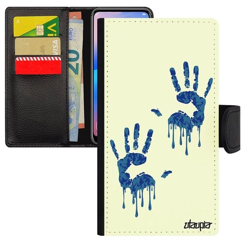 фото Простой чехол книжка на смартфон // xiaomi mi 8 lite // "отпечаток ладони" стиль след, utaupia, белый