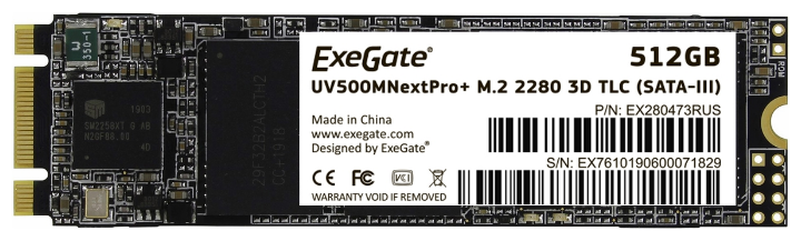 Твердотельный накопитель ExeGate NextPro+ 512 ГБ M.2 UV500TS512 (EX280473RUS)