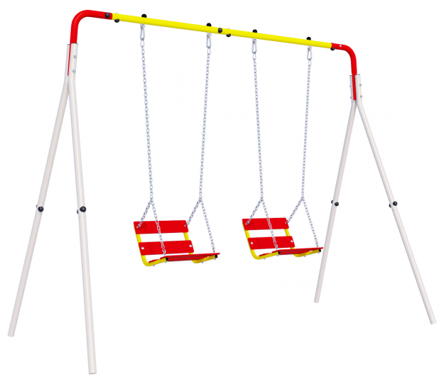 Качели двойные цепные Romana Качели двойные + цепные качели R.103.28.04 (белый/красный/желтый)