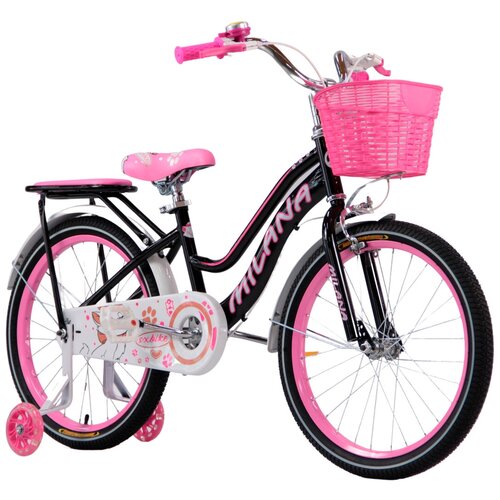 фото Велосипед детский 14" milana черно-розовый, ручной тормоз, корзинка sx bike