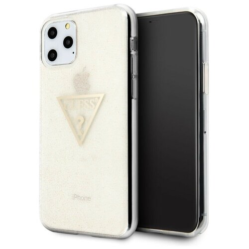 фото Чехол cg mobile guess triangle logo hard tpu для iphone 11 pro max, цвет блестящий золотой (guhcn65sgtlgo)