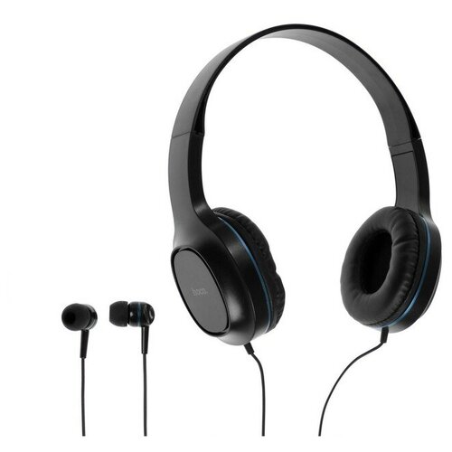 Комплект наушников Hoco W24 проводные полноразмерные вакуумные проводные синие 156500₽