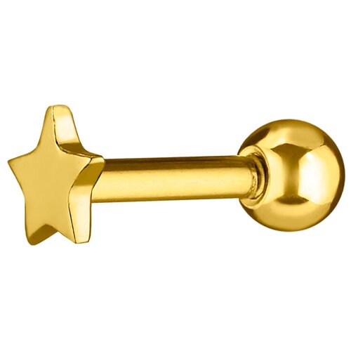 Штанга Звездочка без камней из серебра с позолотой PA123-03