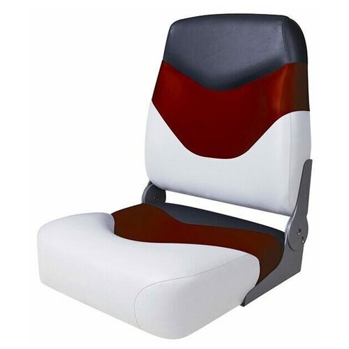 Сиденье мягкое складное Premium High Back Boat Seat, бело-красное