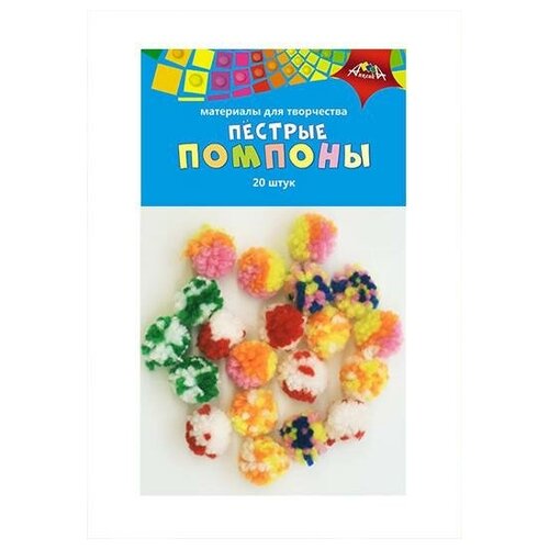 фото Набор помпонов для творчеста "пушистые, пестрые" 20 шт yandex market