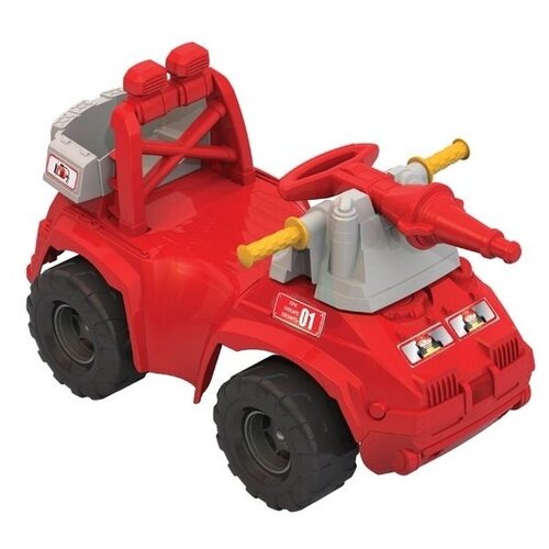 Купить Каталка детская, толокар Пожарная машина, со спинкой, красный, 41 х 37 х 74 см, Ярик, пластик, male
