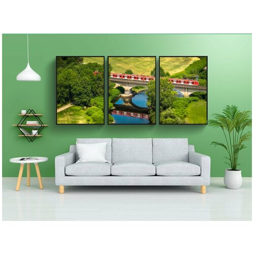 фото Набор модулных постеров для интерьера "тренироваться, мост, поток" 60x90 см. в тубусе, без рамки lotsprints