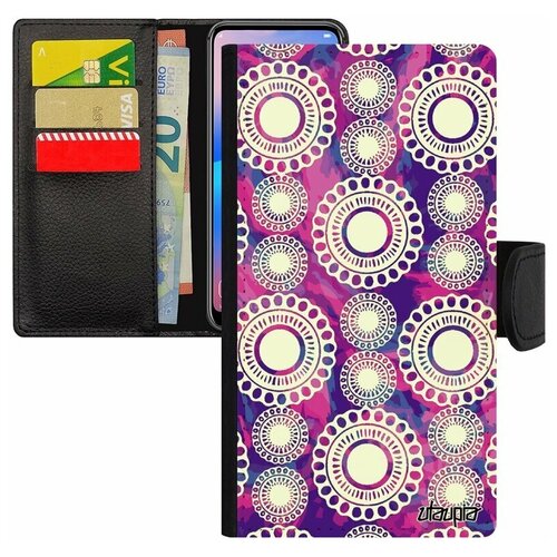 фото Чехол- книжка на телефон iphone 7, "кружевной узор" цветок радужный utaupia