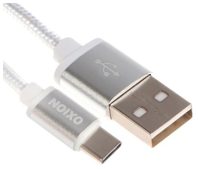 Кабель OXION DCC259 Type-C - USB зарядка - передача данных 1.3 м оплетка белый