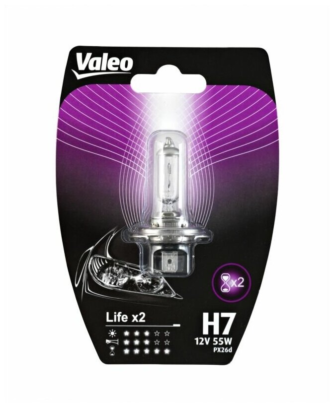 Лампа 12V H7 55W Px26d Блистер (1Шт.) Life X2 Valeo Valeo арт. 032516