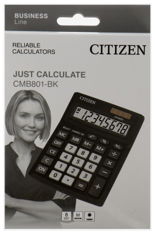 Калькулятор настольный CITIZEN BUSINESS LINE CMB801BK, малый (137x102 мм), 8 разрядов, двойное питан