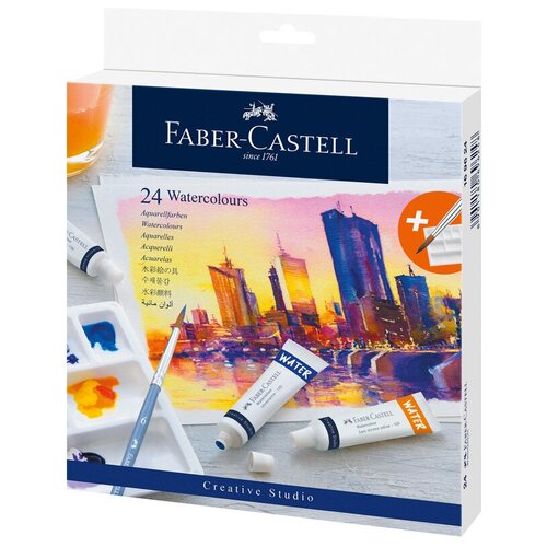 Faber-Castell Акварель художественная Watercolours 24 цвета (169624), 24 цв., 12 шт., белый