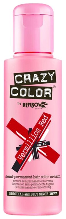 Crazy Color Краситель прямого действия Semi-Permanent Hair Color Cream, 40 vermillion red, 100 мл