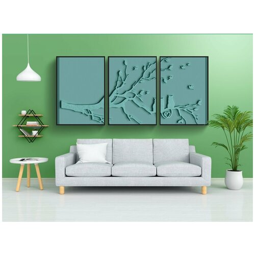 фото Набор модулных постеров для интерьера "кошка, древесина, лепить" 60x90 см. в тубусе, без рамки lotsprints