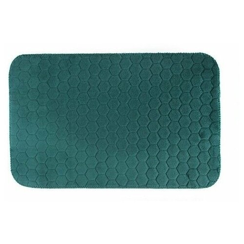 фото Коврик велюровый "плитка" vetta, полиэстер, 35х55 см, зеленый, дизайн соты