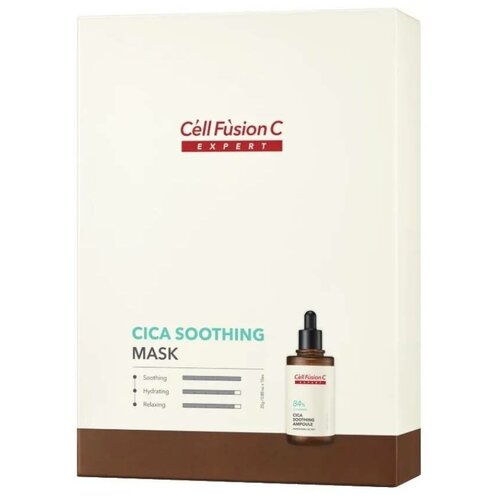 Восстанавливающая и успокаивающая маска Cica Soothing Mask, Cell Fusion C, 10 шт. x 25 г. cell fusion c сыворотка cica soothing ampule для чувствительной кожи 100 мл