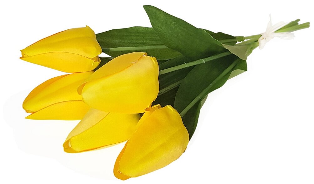 Искусственные тюльпаны желтые букет из 5 шт высота 37 см