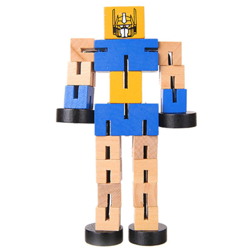 Деревянная игрушка робот-трансформер синий