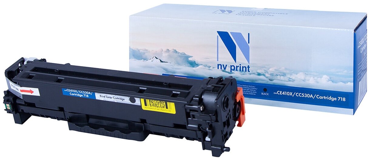 Лазерный картридж NV Print NV-CE410X, CC530A, 718Bk для HP LaserJet Color M351a, M375nw, M451dn, M451 (совместимый, чёрный, 4000 стр.)