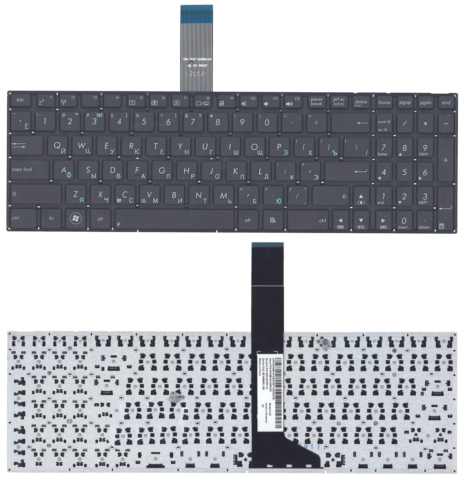 Клавиатура для ноутбука Asus AEXJB00110 русская черная плоский Enter