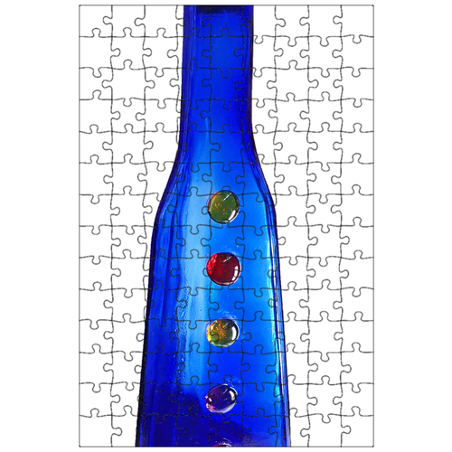 фото Магнитный пазл 27x18см."бутылка, синий, стекло" на холодильник lotsprints