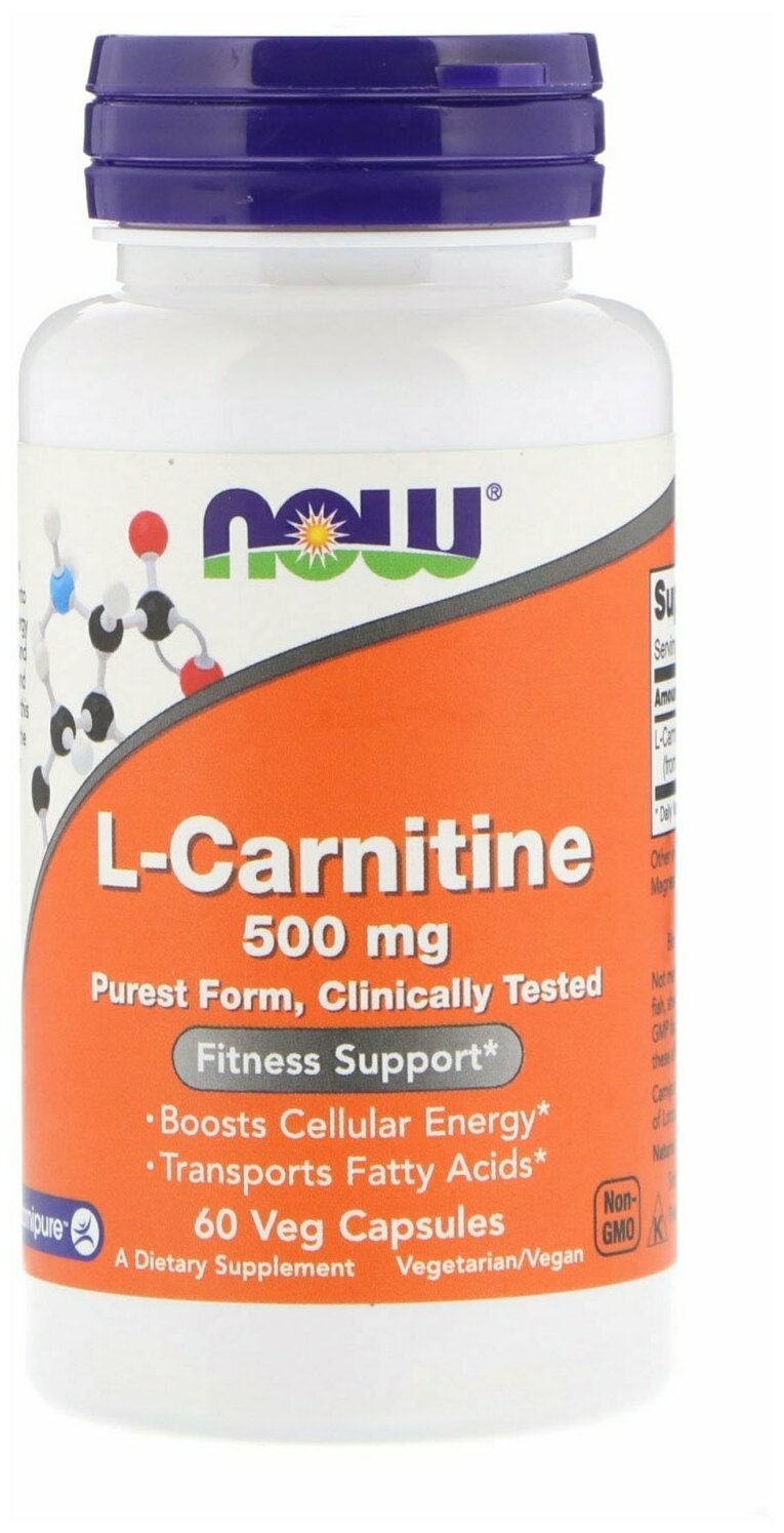 L-Carnitine NOW Foods, L-Карнитин 500 мг - 60 капсул