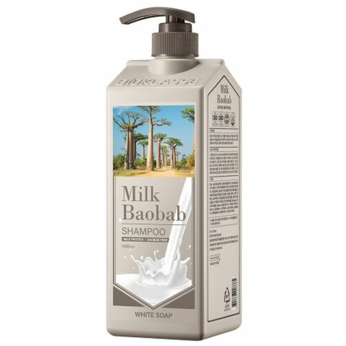 OWS Шампунь для волос MilkBaobab Original Shampoo White Soap 1000мл 8 КЮ