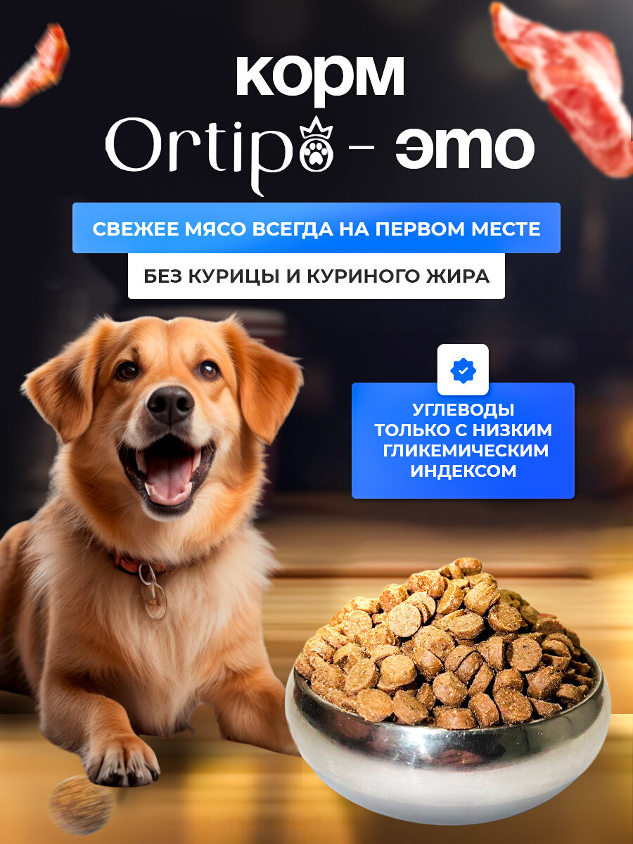 Сухой корм холистик для взрослых собак мелких пород "Ortipo Лосось" 6 кг. С пробиотиками.
