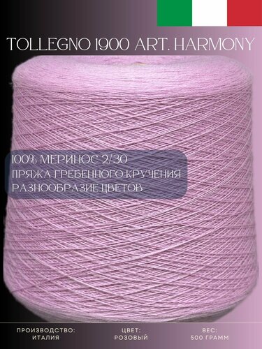100% Меринос Пряжа из Италии Tollegno 1900 Harmony Розовый — купить в ...